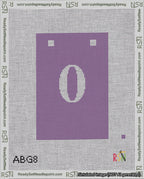 A taped needlepoint canvas with the design: Banner 18 mesh count Squared 0 White on Purple.