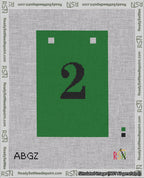 A taped needlepoint canvas with the design: Banner 18 mesh count Squared 2 Black on Green.