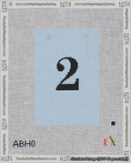 A taped needlepoint canvas with the design: Banner 18 mesh count Squared 2 Black on Light Blue.