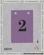 A taped needlepoint canvas with the design: Banner 18 mesh count Squared 2 Black on Purple.