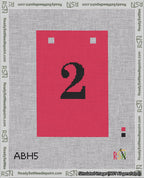 A taped needlepoint canvas with the design: Banner 18 mesh count Squared 2 Black on Red.