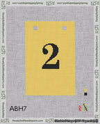 A taped needlepoint canvas with the design: Banner 18 mesh count Squared 2 Black on Yellow.