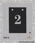 A taped needlepoint canvas with the design: Banner 18 mesh count Squared 2 White on Black.