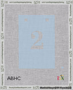 A taped needlepoint canvas with the design: Banner 18 mesh count Squared 2 White on Light Blue.