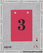 A taped needlepoint canvas with the design: Banner 18 mesh count Squared 3 Black on Red.