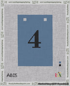 A taped needlepoint canvas with the design: Banner 18 mesh count Squared 4 Black on Blue.