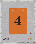 A taped needlepoint canvas with the design: Banner 18 mesh count Squared 4 Black on Orange.