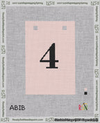 A taped needlepoint canvas with the design: Banner 18 mesh count Squared 4 Black on Pink.