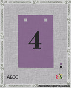 A taped needlepoint canvas with the design: Banner 18 mesh count Squared 4 Black on Purple.