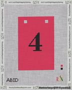 A taped needlepoint canvas with the design: Banner 18 mesh count Squared 4 Black on Red.