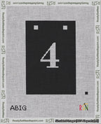 A taped needlepoint canvas with the design: Banner 18 mesh count Squared 4 White on Black.