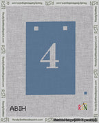 A taped needlepoint canvas with the design: Banner 18 mesh count Squared 4 White on Blue.