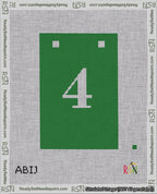 A taped needlepoint canvas with the design: Banner 18 mesh count Squared 4 White on Green.