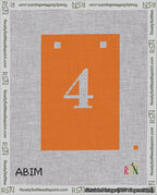 A taped needlepoint canvas with the design: Banner 18 mesh count Squared 4 White on Orange.