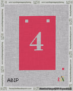 A taped needlepoint canvas with the design: Banner 18 mesh count Squared 4 White on Red.