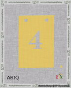A taped needlepoint canvas with the design: Banner 18 mesh count Squared 4 White on Yellow.