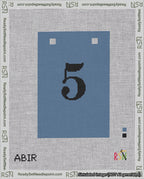 A taped needlepoint canvas with the design: Banner 18 mesh count Squared 5 Black on Blue.