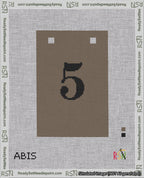 A taped needlepoint canvas with the design: Banner 18 mesh count Squared 5 Black on Brown.