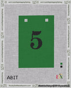 A taped needlepoint canvas with the design: Banner 18 mesh count Squared 5 Black on Green.