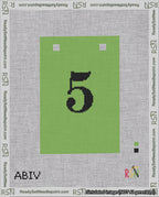 A taped needlepoint canvas with the design: Banner 18 mesh count Squared 5 Black on Light Green.