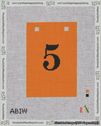 A taped needlepoint canvas with the design: Banner 18 mesh count Squared 5 Black on Orange.
