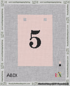 A taped needlepoint canvas with the design: Banner 18 mesh count Squared 5 Black on Pink.