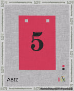 A taped needlepoint canvas with the design: Banner 18 mesh count Squared 5 Black on Red.