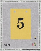 A taped needlepoint canvas with the design: Banner 18 mesh count Squared 5 Black on Yellow.