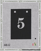 A taped needlepoint canvas with the design: Banner 18 mesh count Squared 5 White on Black.