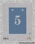 A taped needlepoint canvas with the design: Banner 18 mesh count Squared 5 White on Blue.