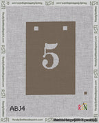 A taped needlepoint canvas with the design: Banner 18 mesh count Squared 5 White on Brown.