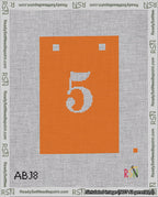 A taped needlepoint canvas with the design: Banner 18 mesh count Squared 5 White on Orange.
