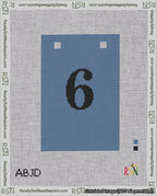 A taped needlepoint canvas with the design: Banner 18 mesh count Squared 6 Black on Blue.