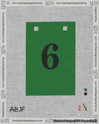 A taped needlepoint canvas with the design: Banner 18 mesh count Squared 6 Black on Green.