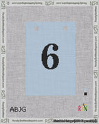 A taped needlepoint canvas with the design: Banner 18 mesh count Squared 6 Black on Light Blue.