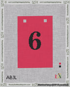 A taped needlepoint canvas with the design: Banner 18 mesh count Squared 6 Black on Red.