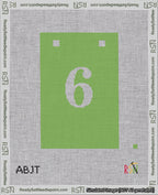A taped needlepoint canvas with the design: Banner 18 mesh count Squared 6 White on Light Green.