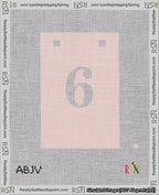 A taped needlepoint canvas with the design: Banner 18 mesh count Squared 6 White on Pink.