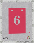 A taped needlepoint canvas with the design: Banner 18 mesh count Squared 6 White on Red.