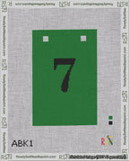 A taped needlepoint canvas with the design: Banner 18 mesh count Squared 7 Black on Green.