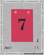 A taped needlepoint canvas with the design: Banner 18 mesh count Squared 7 Black on Red.