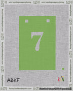 A taped needlepoint canvas with the design: Banner 18 mesh count Squared 7 White on Light Green.