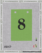 A taped needlepoint canvas with the design: Banner 18 mesh count Squared 8 Black on Light Green.