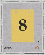 A taped needlepoint canvas with the design: Banner 18 mesh count Squared 8 Black on Yellow.