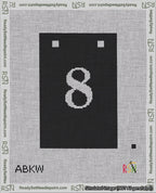 A taped needlepoint canvas with the design: Banner 18 mesh count Squared 8 White on Black.
