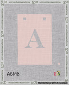 A taped needlepoint canvas with the design: Banner 18 mesh count Squared A White on Pink.