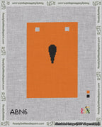 A taped needlepoint canvas with the design: Banner 18 mesh count Squared Apostrophe Black on Orange.