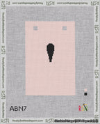 A taped needlepoint canvas with the design: Banner 18 mesh count Squared Apostrophe Black on Pink.