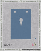 A taped needlepoint canvas with the design: Banner 18 mesh count Squared Apostrophe White on Blue.