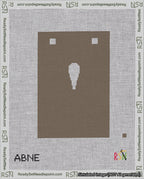 A taped needlepoint canvas with the design: Banner 18 mesh count Squared Apostrophe White on Brown.